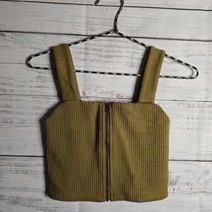 NWOT Aerie Olive Ribbed Crop Tank Top Women Size Small